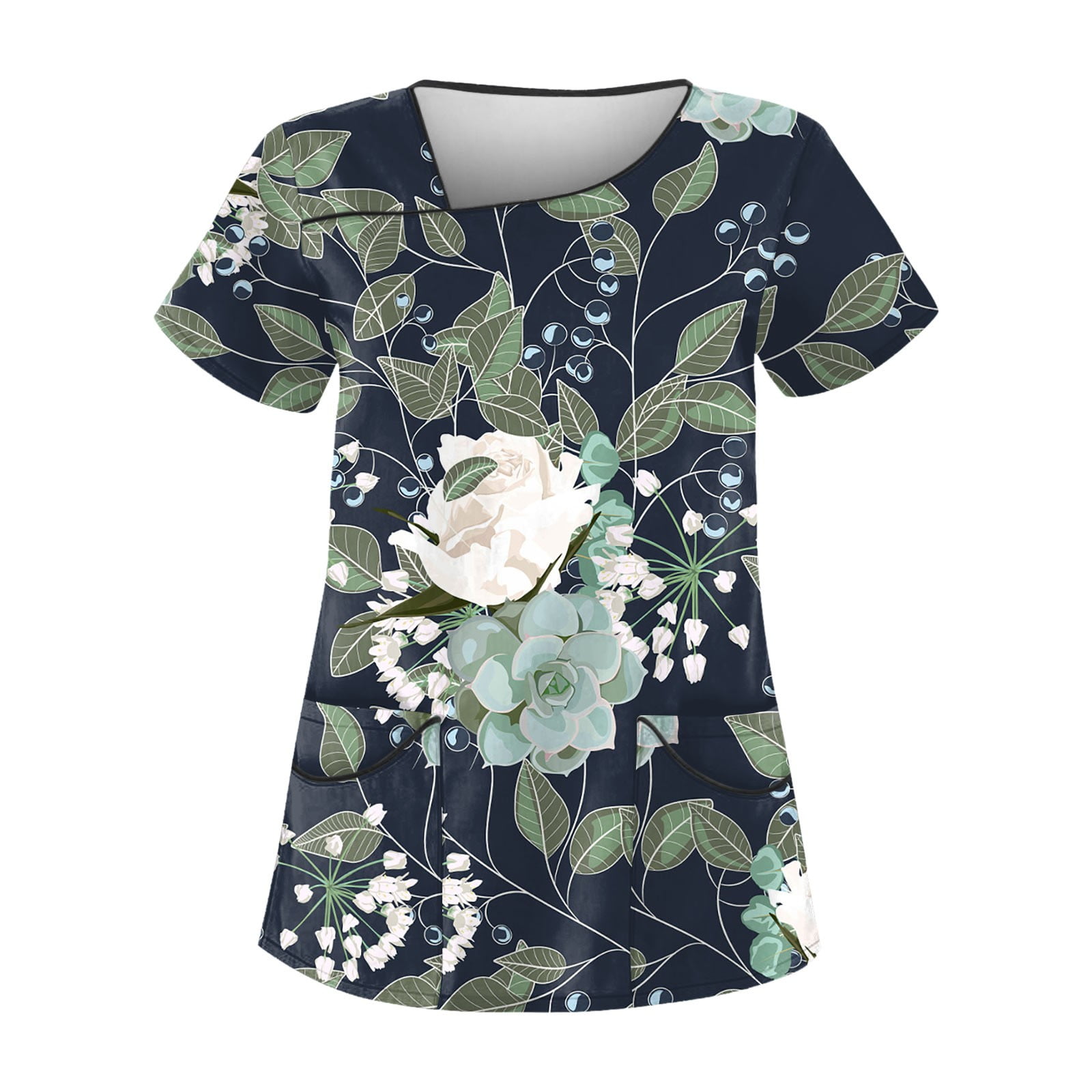 ADSSDQ Uniform Womens Printed Scrub Tops Stretch Large Size Durable