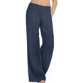 thumbnail image 1 of ADSSDQ Wide Leg Pants for Women Summer Casual Loose Barely Bootcut Work Pants Comfy Soft Lounge Yoga Pants with Pockets Navy L, 1 of 4