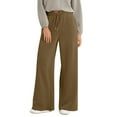 thumbnail image 1 of ADSSDQ Wide Leg Sweatpants Women Soft High Waist Pants with Pockets Drawstring Pull-On Casual Pants Light Brown M, 1 of 9