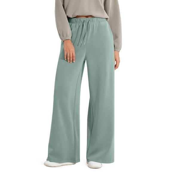 ADSSDQ Wide Leg Sweatpants Women Soft High Waist Pants with Pockets Drawstring Pull-On Casual Pants Mint Green S