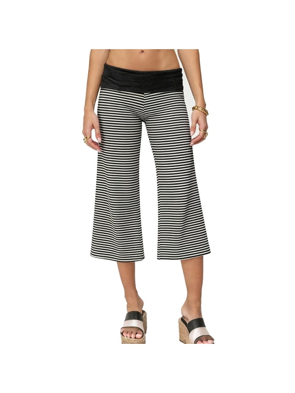 Women Fold Over Gaucho Pants Wide Leg Low Rise Flowy Capri Pants Yoga Lounge Cropped Flare Bottoms Culottes Summer 2026 Sweatpants Dark Gray M