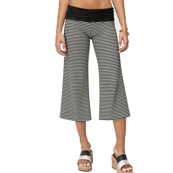 ADSSDQ Women Fold Over Pants Flowy Low Rise Wide Leg Capri Pant Y2K Foldover Cropped Yoga Lounge Bottoms Dark Gray S