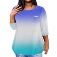 thumbnail image 1 of ADSSDQ Women Plus Size Tops Sexy 3/4 Sleeve Tie Dye Womens Tees Half Length Sleeves Athletic Shirts Crewneck Fall Summer Blouse With Pocket Graphic Sweatshirts For Women Blue XL, 1 of 5