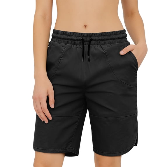 ADSSDQ Women's Hiking Shorts Quick Dry Lightweight Athletic Running Golf Summer Casual Shorts with Pockets Black S
