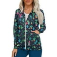 thumbnail image 1 of ADSSDQ Women's Ultra Soft Stretch Zip Up Scrub Jacket Floral Print Long Sleeve Scurbs Tops, 1 of 5