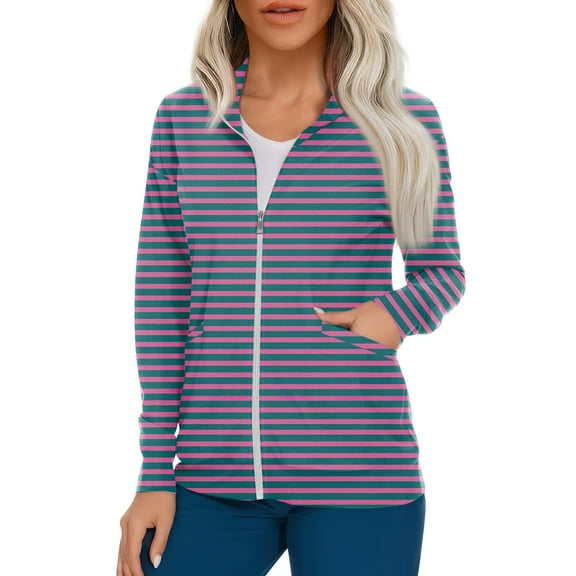 ADSSDQ Women's Ultra Soft Stretch Zip Up Scrub Jacket