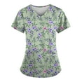 thumbnail image 1 of ADSSDQ Women's V-Neck Scrub Top,Floral Print Nursing Scrubs for Women,Summer Short Sleeve Workwear Nurse Uniforms Scrub Tops with Pockets Mint Green M, 1 of 3