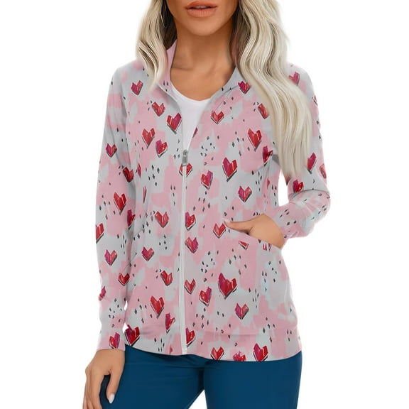 ADSSDQ Women's Warm Up Scrubs Jacket Zip Front Long Sleeve Scrub Jackets Nurse Uniform