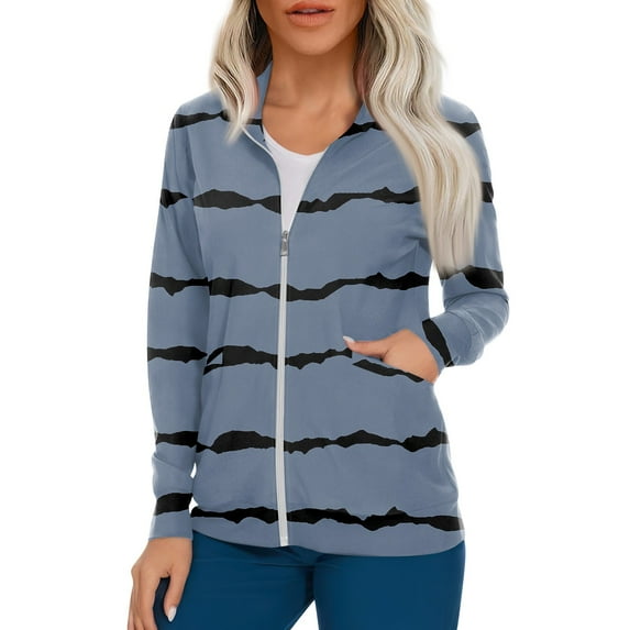 ADSSDQ Women's Warm Up Scrubs Jacket Zip Front Working Nurse Uniform with Pockets