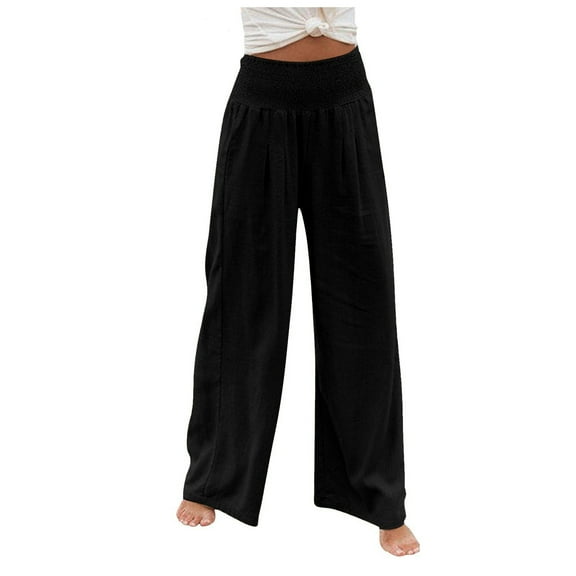 ADSSDQ Women's Wide Leg Palazzo Lounge Pants with Pockets Light Weight Loose Comfy Casual Pajama Pants 2024 Black S