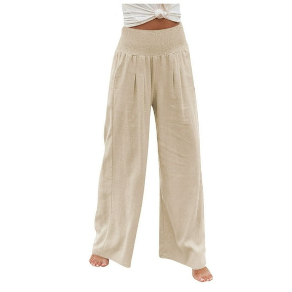 ADSSDQ Women's Wide Leg Palazzo Lounge Pants with Pockets Light Weight Loose Comfy Casual Pajama Pants 2024 Khaki XL
