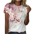 thumbnail image 1 of ADSSDQ Womens Blouses Dressy Casual Summer Yoga Tops Short Sleeve Hiking Shirts Women Oversized O Neck Floral Printed Oversized Tshirts Spring Teacher Sweatshirt Pink XL, 1 of 4