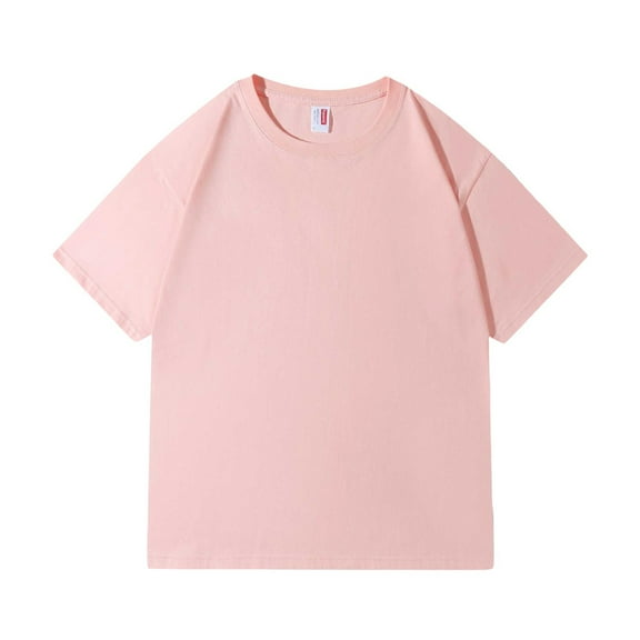 ADSSDQ Womens Oversized Tops Summer Short Sleeve T Shirts Basic Solid Boxy Tee Casual Workout Going Out Clothes 2025 Spring Pink XL