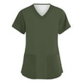 thumbnail image 1 of ADSSDQ Scrub Tops for Women Women's Scrub Tops Solid Basic V Neck T Shirts Stretchy Nursing Uniform Tops with Pockets Army Green L, 1 of 3