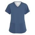 thumbnail image 1 of ADSSDQ Womens Plus Size Scrub Tops Scrub Tops Women Print Nurse Uniforms for Women Short Sleeve V-Neck Shirts Tops with Pockets Blue 4XL, 1 of 3