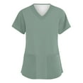 thumbnail image 1 of ADSSDQ Womens Plus Size Scrub Tops Scrub Tops Women Print Nurse Uniforms for Women Short Sleeve V-Neck Shirts Tops with Pockets Green M, 1 of 3