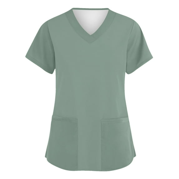 ADSSDQ Womens Plus Size Scrub Tops Scrub Tops Women Print Nurse Uniforms for Women Short Sleeve V-Neck Shirts Tops with Pockets Green S