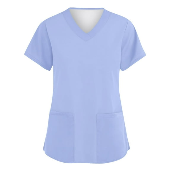 ADSSDQ Womens Plus Size Scrub Tops Scrub Tops Women Print Nurse Uniforms for Women Short Sleeve V-Neck Shirts Tops with Pockets Light Blue 5XL