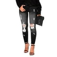 thumbnail image 1 of ADSSDQ Women's Skinny Ripped Trendy Jeans Distressed Stretchy Denim Pants High Waisted Tummy Control Leggings with Pockets Black 2XL, 1 of 3