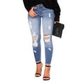 thumbnail image 1 of ADSSDQ Women's Skinny Ripped Trendy Jeans Distressed Stretchy Denim Pants High Waisted Tummy Control Leggings with Pockets Light Blue M, 1 of 3