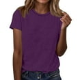 thumbnail image 1 of ADSSDQ Womens Short Sleeve Tops Summer T Shirts Round Neck Causal Fashion Basic Tee Loose Fit Blouses Dark Purple XL, 1 of 7