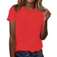thumbnail image 1 of ADSSDQ Womens Short Sleeve Tops Summer T Shirts Round Neck Causal Fashion Basic Tee Loose Fit Blouses Red XXL, 1 of 7