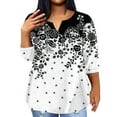 thumbnail image 1 of ADSSDQ Womens Tops 3/4 Sleeve Plus Size Boho Floral Shirt Casual Summer Athletic V Neck Tunics Elbow Length T Shirt Fall Mama Sweatshirt With Pocket Black 5XL, 1 of 5