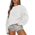 thumbnail image 1 of ADSSDQ Womens Tunic Tops Loose Fit Long Sleeve Pleated Shirts Crewneck Sweatshirts Pullover Tops White XL, 1 of 6