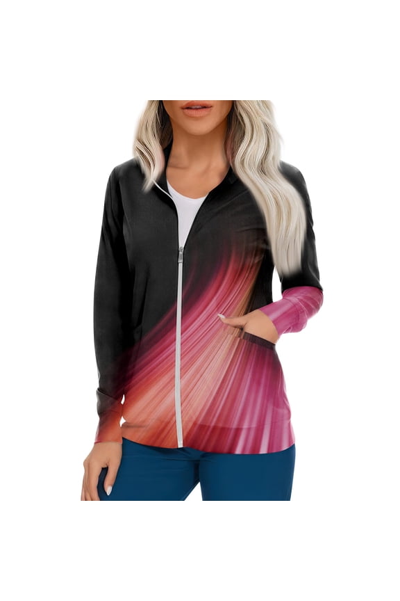 Zip Up Scrub Jackets for Woman Long Sleeve Cardigan Scrubs Tops Loose Comfy Nurse Workwear Working Uniforms w/Pockets