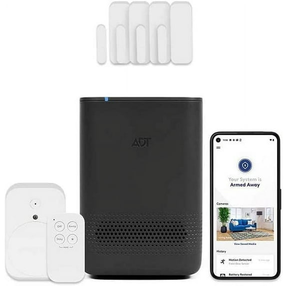 ADT Blue Wireless Home Security System with Entry Sensors, Motion Detector, Pearl Gray, 8 Count
