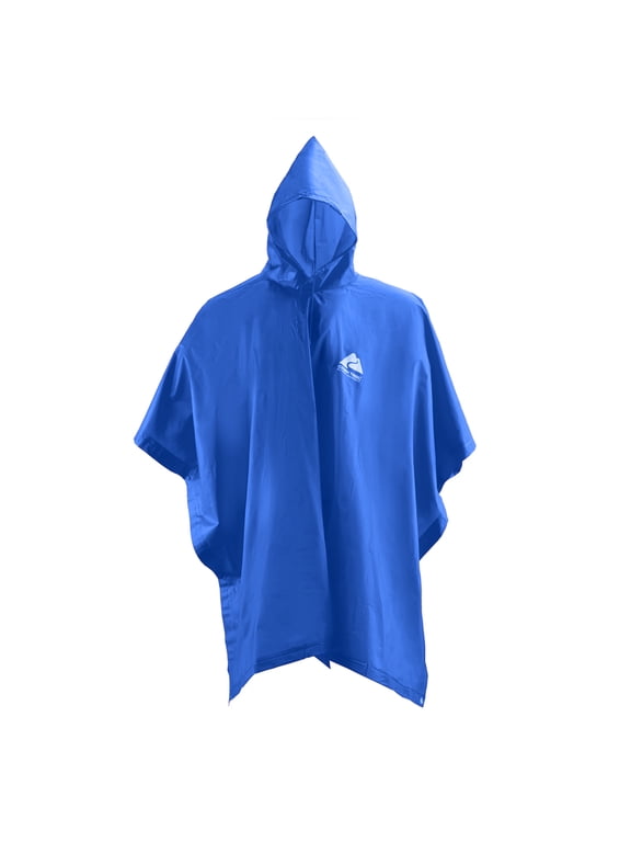 Adult Long Rain Poncho, 3/4 Sleeve Single-Breasted, Blue