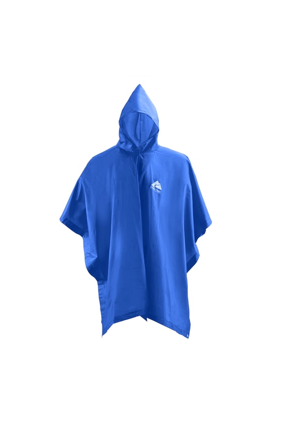 Adult Long Rain Poncho, 3/4 Sleeve Single-Breasted, Blue