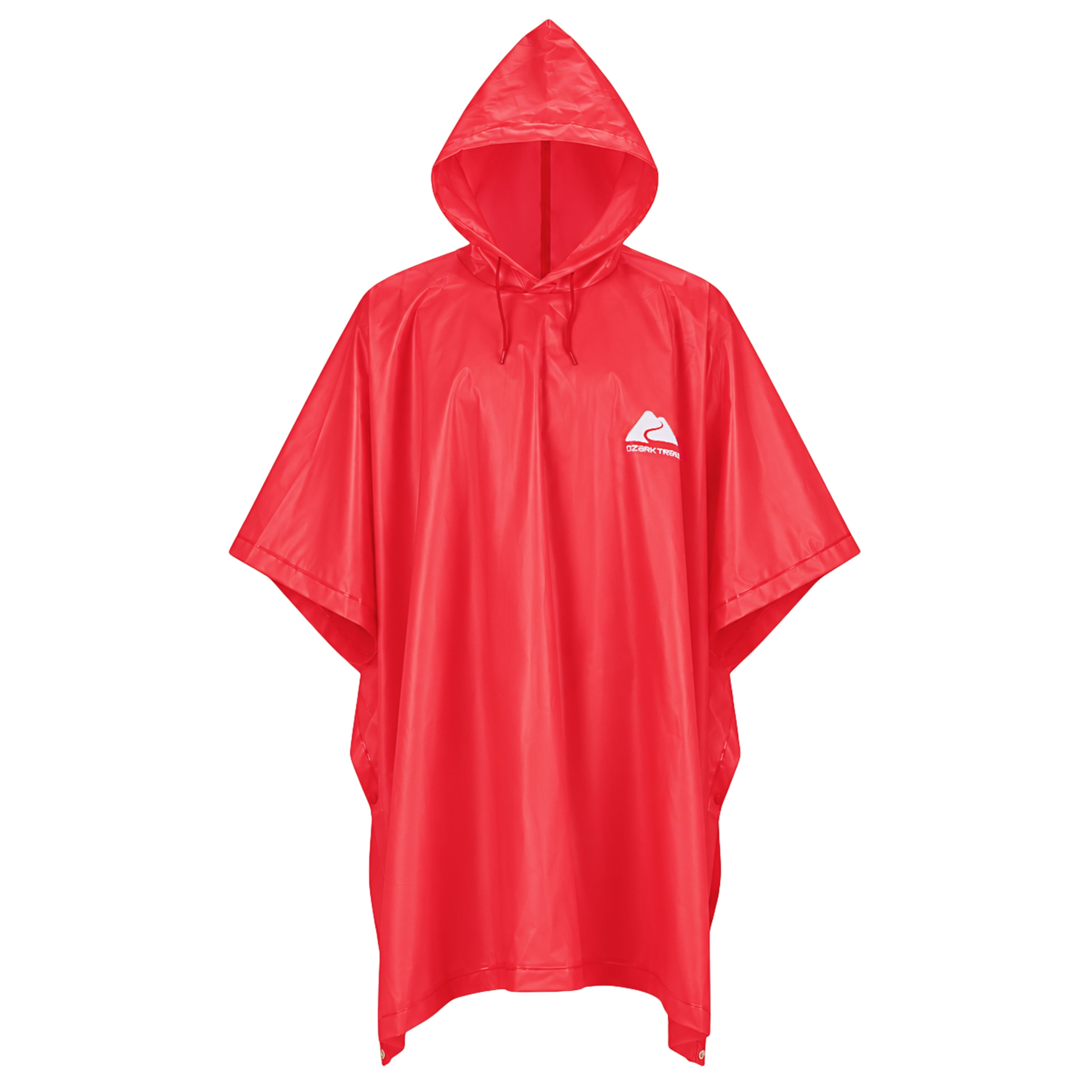 Ozark Trail Waterproof Adult Rain Poncho - Unisex, Red, 3/4 Sleeve