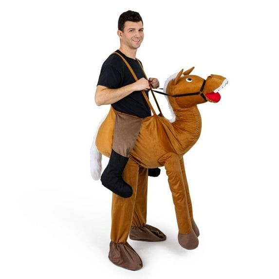 ADULTS: Dress-Up-America Ride A Horse Costume for Adults - Western Cowboy Horse Costume - Plush Animal Horse Riding Jumpsuit Costume for Men