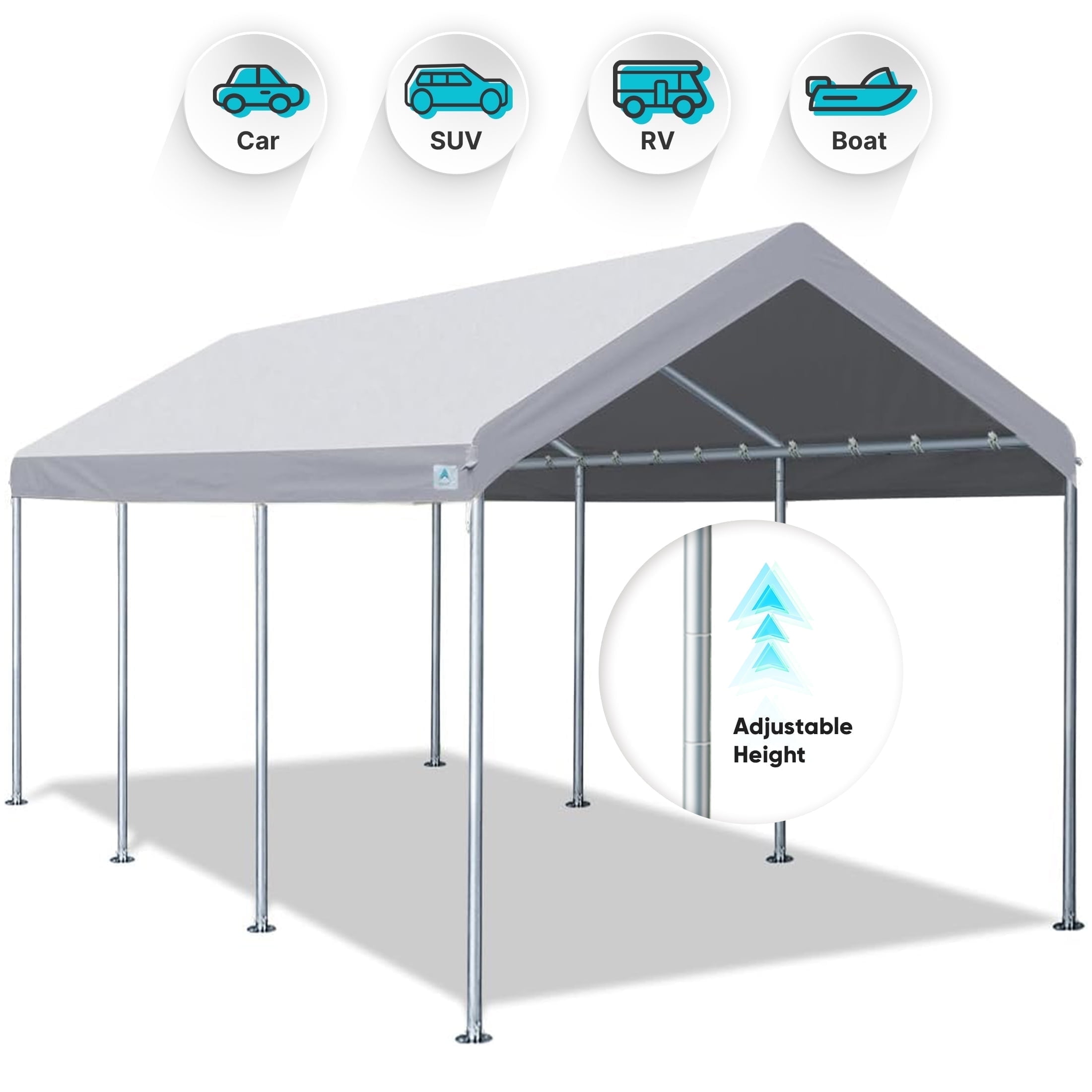 Walmart sales :  ADVANCE OUTDOOR 10' x 20' Heavy Duty Carport, Single Car Canopy Portable Large Garage, Adjustable Height 9.5-11 ft, Gray