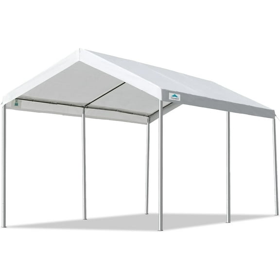 ADVANCE OUTDOOR 10x15 ft Carports Heavy Duty Car Canopy Garage Party Tent Boat Shelter, Adjustable Height from 9.5 ft to 11 ft, White