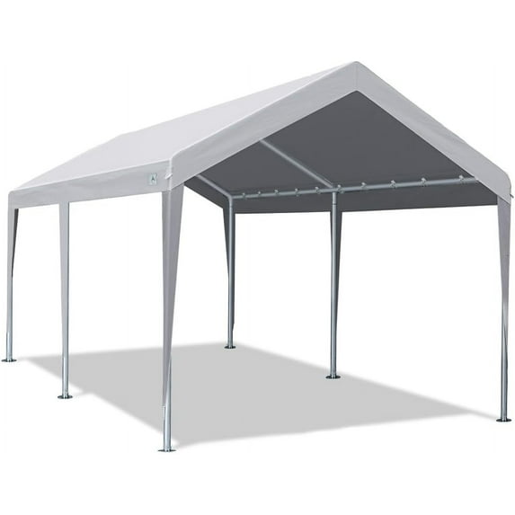 ADVANCE OUTDOOR 10x20 ft Adjustable Heavy Duty Carports, Adjustable Height from 9.5 ft to 11 ft, Gray
