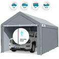 thumbnail image 1 of ADVANCE OUTDOOR 12x20 ft Canopy Garage Heavy Duty Carport, Adjustable Peak Height from 9.5ft to 11ft, with Removable Sidewalls and Doors, Gray, 1 of 7