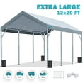thumbnail image 1 of ADVANCE OUTDOOR 12x20 ft Carport Heavy Duty Car Canopy Event Canopy, 8 Legs with 8 Reinforced Poles and 4 Sandbags, Silver Gray, 1 of 9