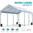 thumbnail image 1 of ADVANCE OUTDOOR 12x20 ft Carport with Adjustable Height from 9.5 ft to 11 ft, Heavy Duty Car Canopy 8 Legs White, 1 of 7