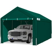 ADVANCE OUTDOOR 12x20 ft Extra Large Heavy Duty Carport with Sidewalls and Doors, Adjustable Height from 9.5 ft to 11 ft, Car Canopy Garage with 8 Reinforced Poles and 4 Sandbags, Green