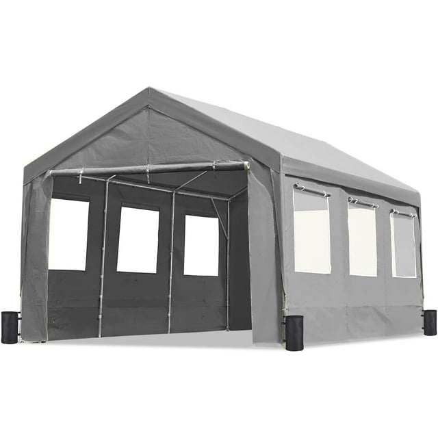 ADVANCE OUTDOOR 12x20 ft Heavy Duty Carport with Roll-up Ventilated ...