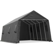 ADVANCE OUTDOOR 13x20 ft Carport 2 Roll up Doors & Vents Outdoor Portable Storage Shelter Garage Tent Gray