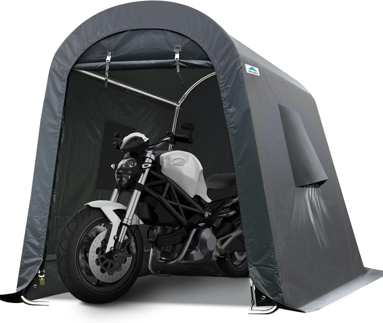 Gray 6' x 8' Portable Outdoor Storage Shelter with Steel Frame