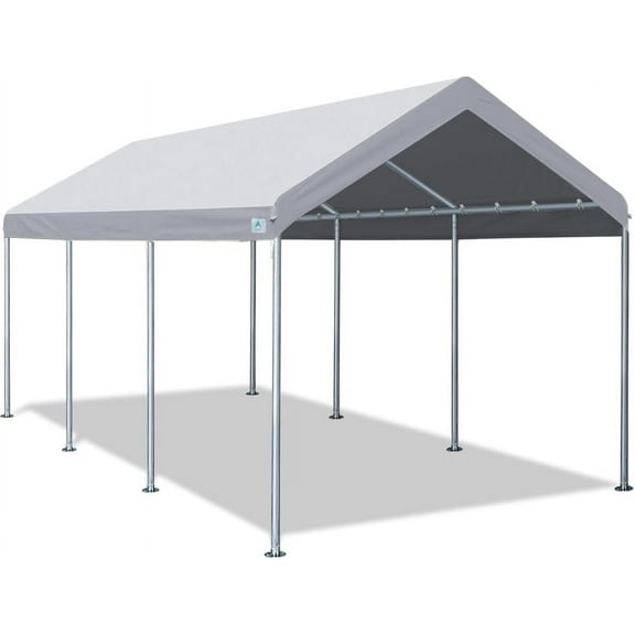 ADVANCE OUTDOOR Adjustable 10x20 ft Heavy Duty Carport Car Canopy Garage Boat Shelter Party Tent, Adjustable Peak Height from 9.5ft to 11ft, Gray
