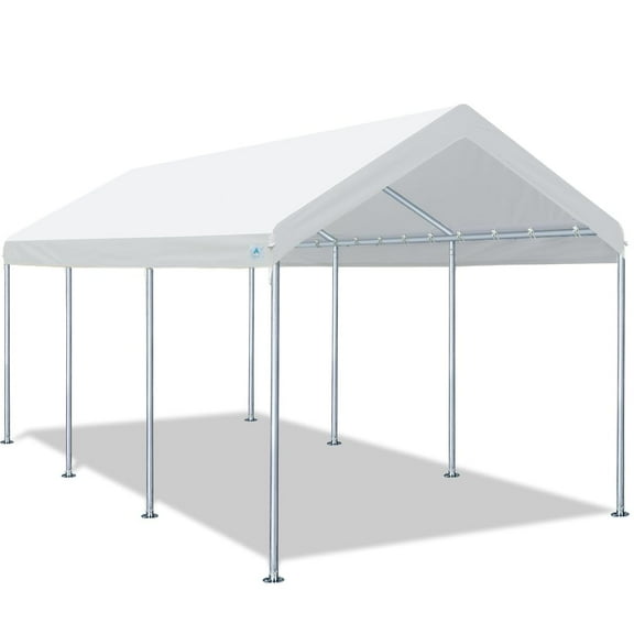 ADVANCE OUTDOOR Adjustable 10x20 ft Heavy Duty Carport Car Canopy Garage Boat Shelter Party Tent, Adjustable Peak Height from 9.5ft to 11ft, White