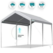 ADVANCE OUTDOOR Adjustable 10x20 ft Heavy Duty Carports, Adjustable Height from 9.5 ft to 11 ft, Gray