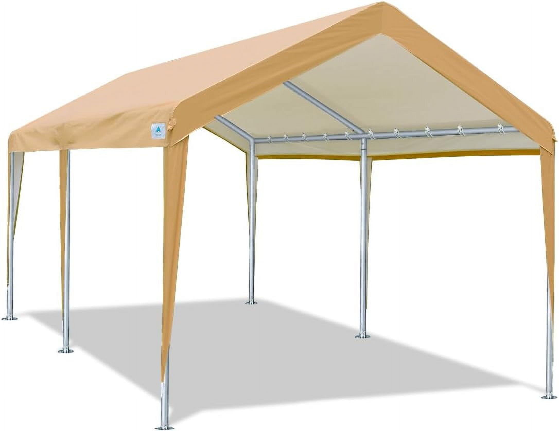 Beige 10' x 20' Portable Metal Carport Canopy Shelter