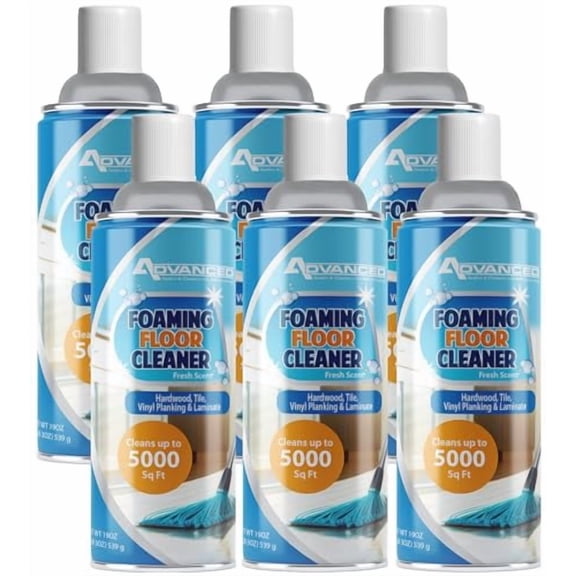 ADVANCED Sealers & Cleaners Aerosol Foaming Floor Cleaner - No Rinse Multi Surface Cleaner for Porcelain, Vinyl, Laminate, Tile, & Hardwood 19 oz - 6 Pack