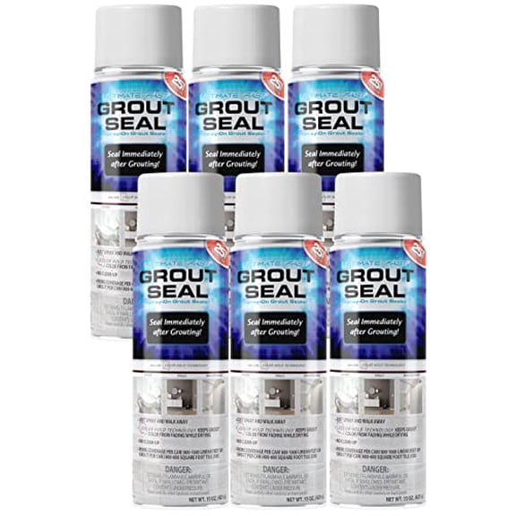 ADVANCED Sealers & Cleaners Ultimate Fast Grout Seal 15 Ounce Aerosol Spray-On Instant Sealer with Color Hold Technology 800-1000 Linear Feet Per Can, Natural Stone, Masonry Concrete - 6 Pack
